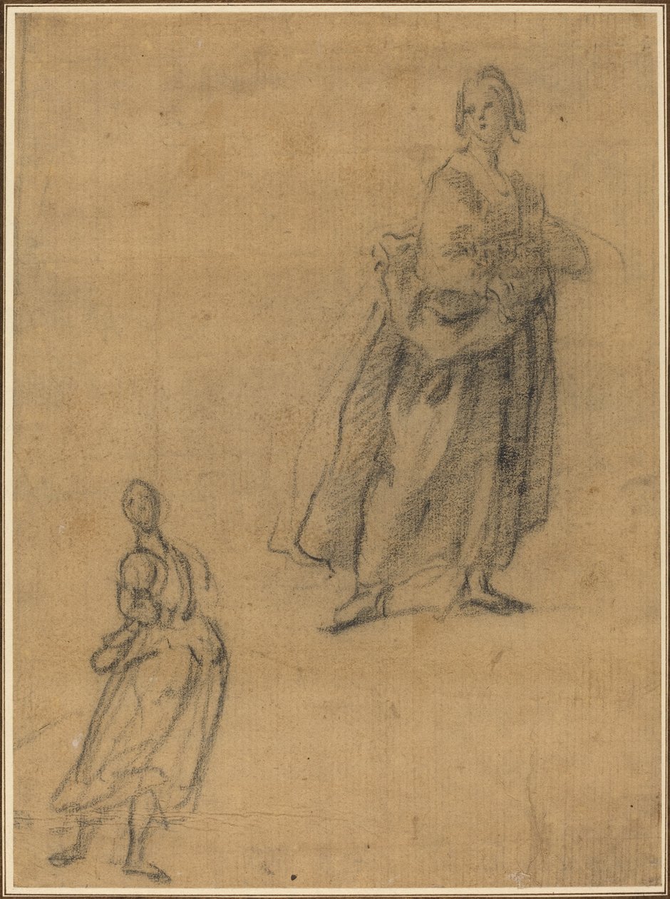 To undersøgelser af en stående kvinde af Italian 17th Century