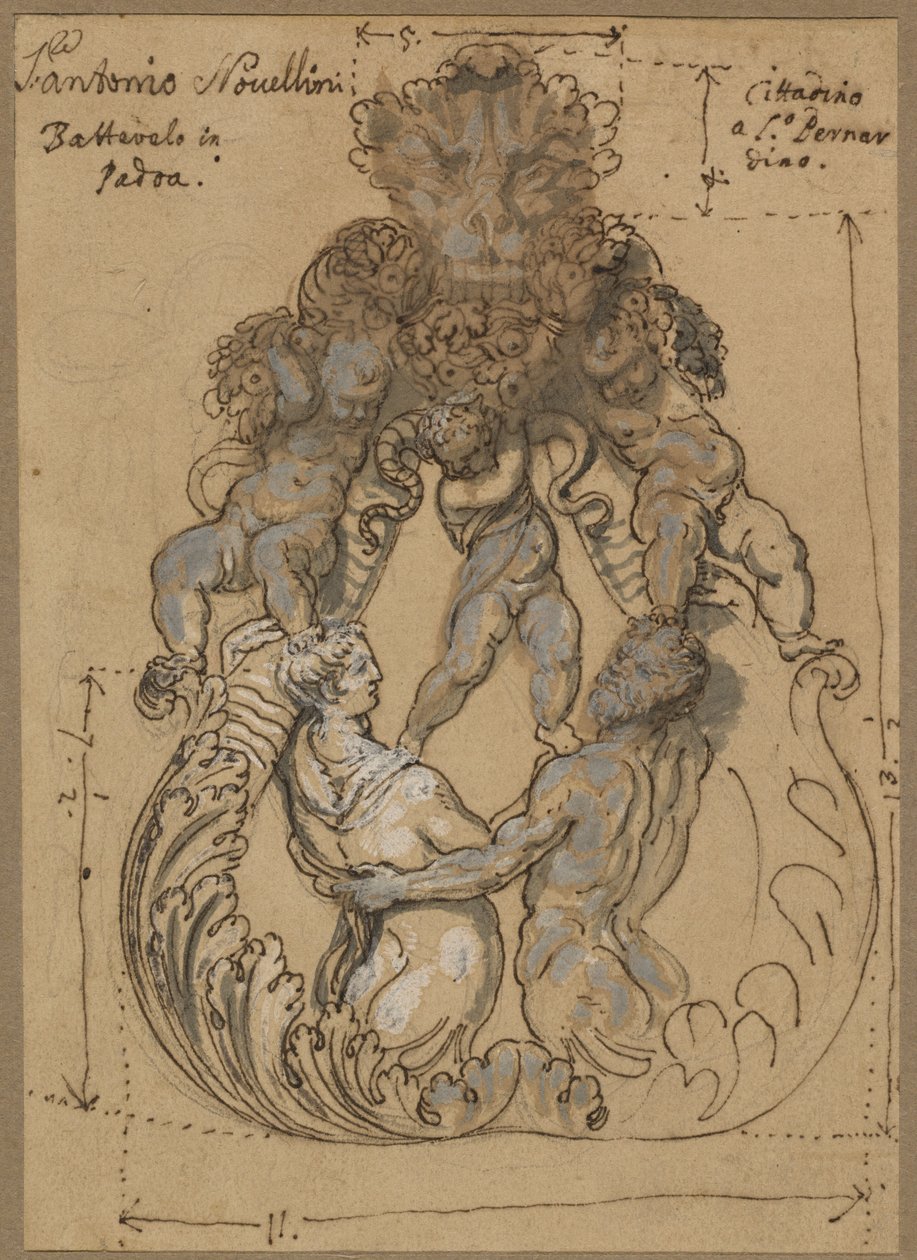 Dørknakker med Triton, Nereid og Putti af Italian 17th or 18th Century