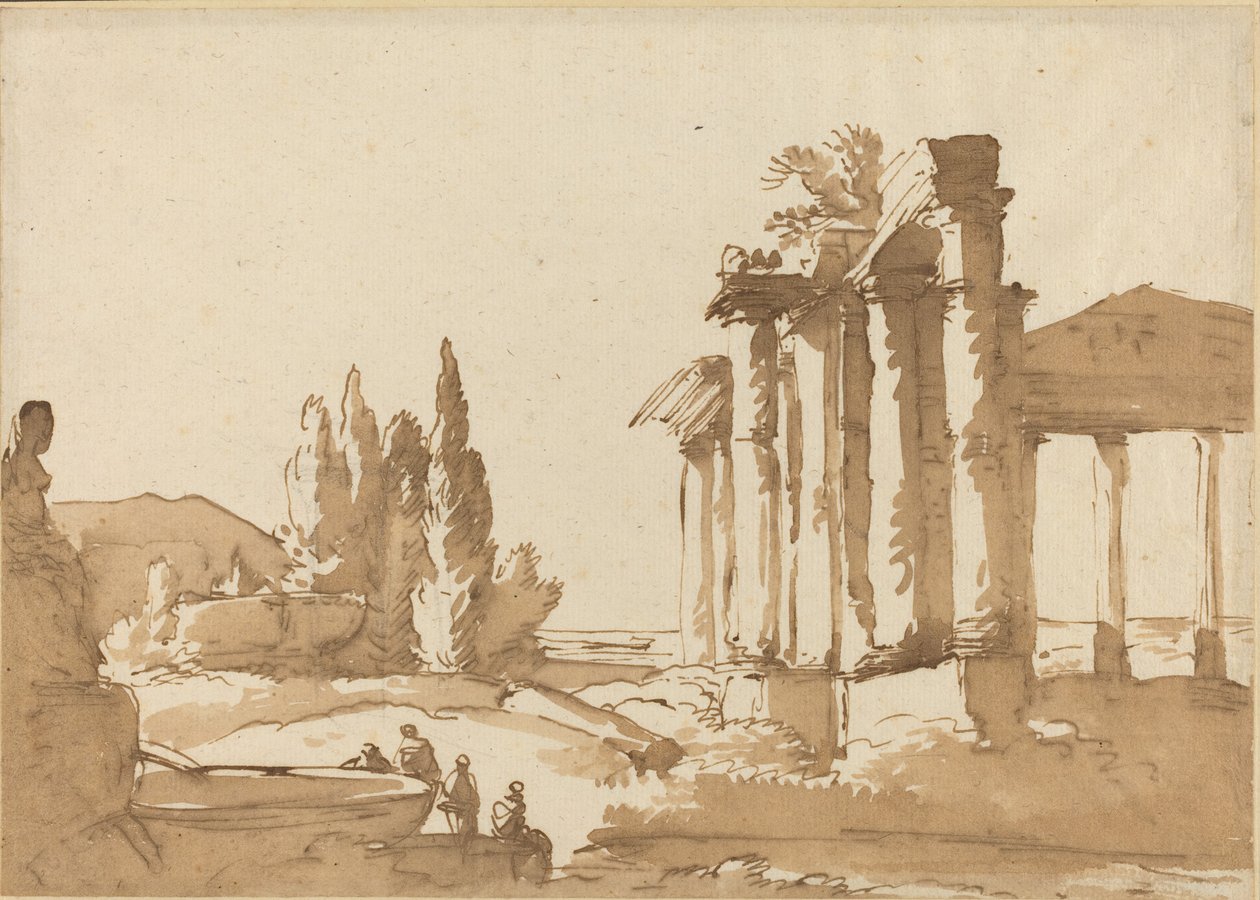 Landskab med ruiner af Italian 18th Century