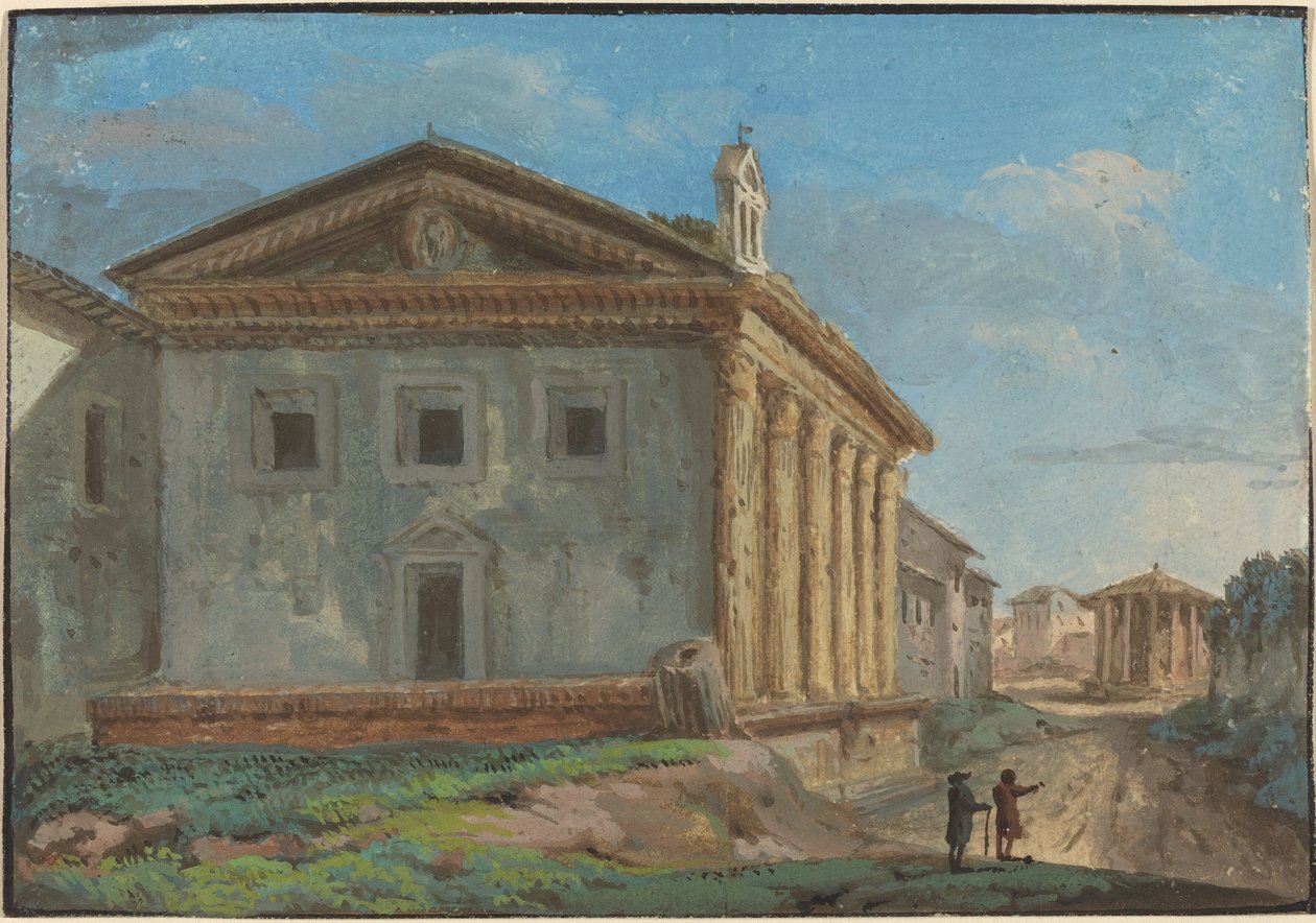 Tempio della Fortuna Virile med Tempio di Vesta i det fjerne af Italian 18th Century