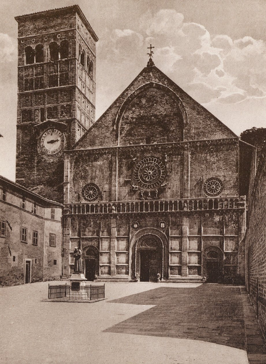 Assisi: Katedralens facade, S Rufino, 11. århundrede (s/h-foto) af Italian Photographer