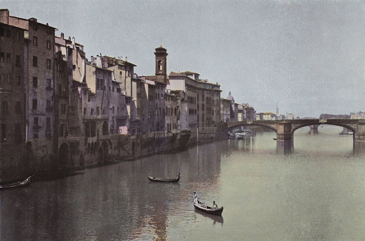 Firenze: Firenze, udsigt over Arno med S. Trinita-broen (foto i farver) af Italian Photographer