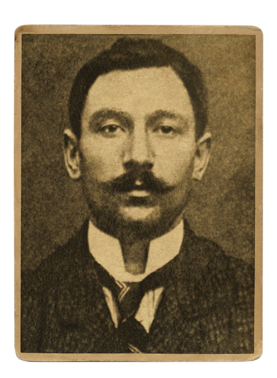 Krusbillede af Vincenzo Peruggia, italiensk maler, der stjal Mona Lisa fra Louvre den 21. august af Italian Photographer