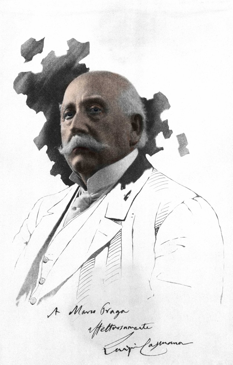 Portræt af Luigi CAPUANA (1839-1915) italiensk forfatter. Fotolim på tegning med dedikation af Marco Praga. Milanese. af Italian Photographer