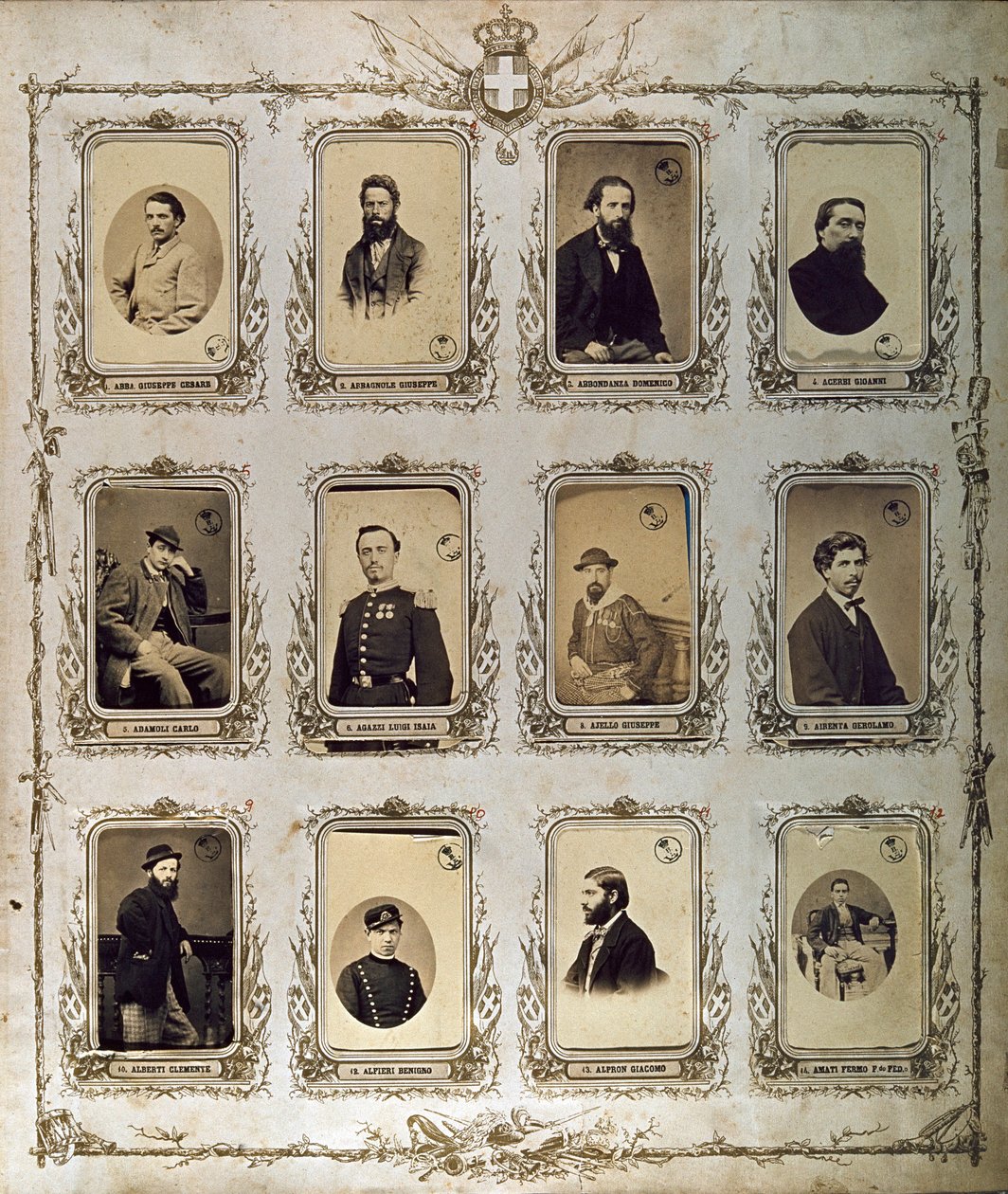 Risorgimento: portrætter af de tusinde (eller røde skjorter), som deltog i Giuseppe Garibaldis ekspedition. 1860-1861 Studio Pavia a Genes. Museo del Risorgimento Rom af Italian Photographer