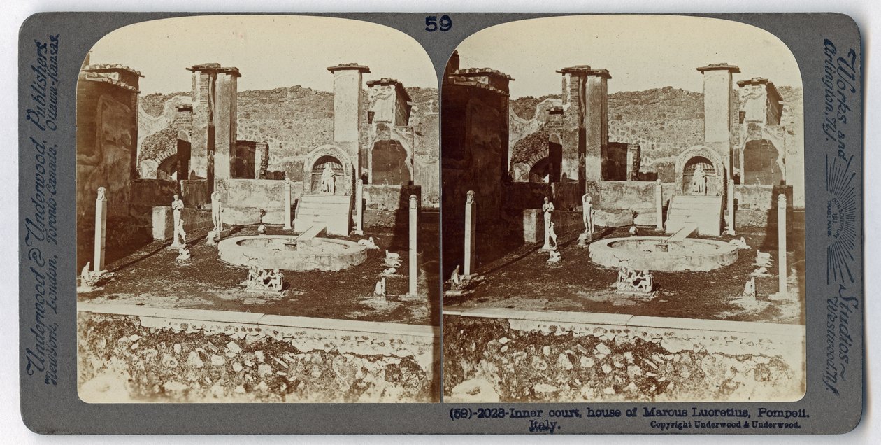 The House of Marcus Lucretius, Pompeji, fra The Underwood Travel Library, 1895 (sepia foto) af Italian Photographer