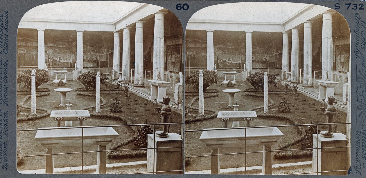 The House of Vettii, Pompeji, fra The Underwood Travel Library, 1895 (sepia foto) af Italian Photographer