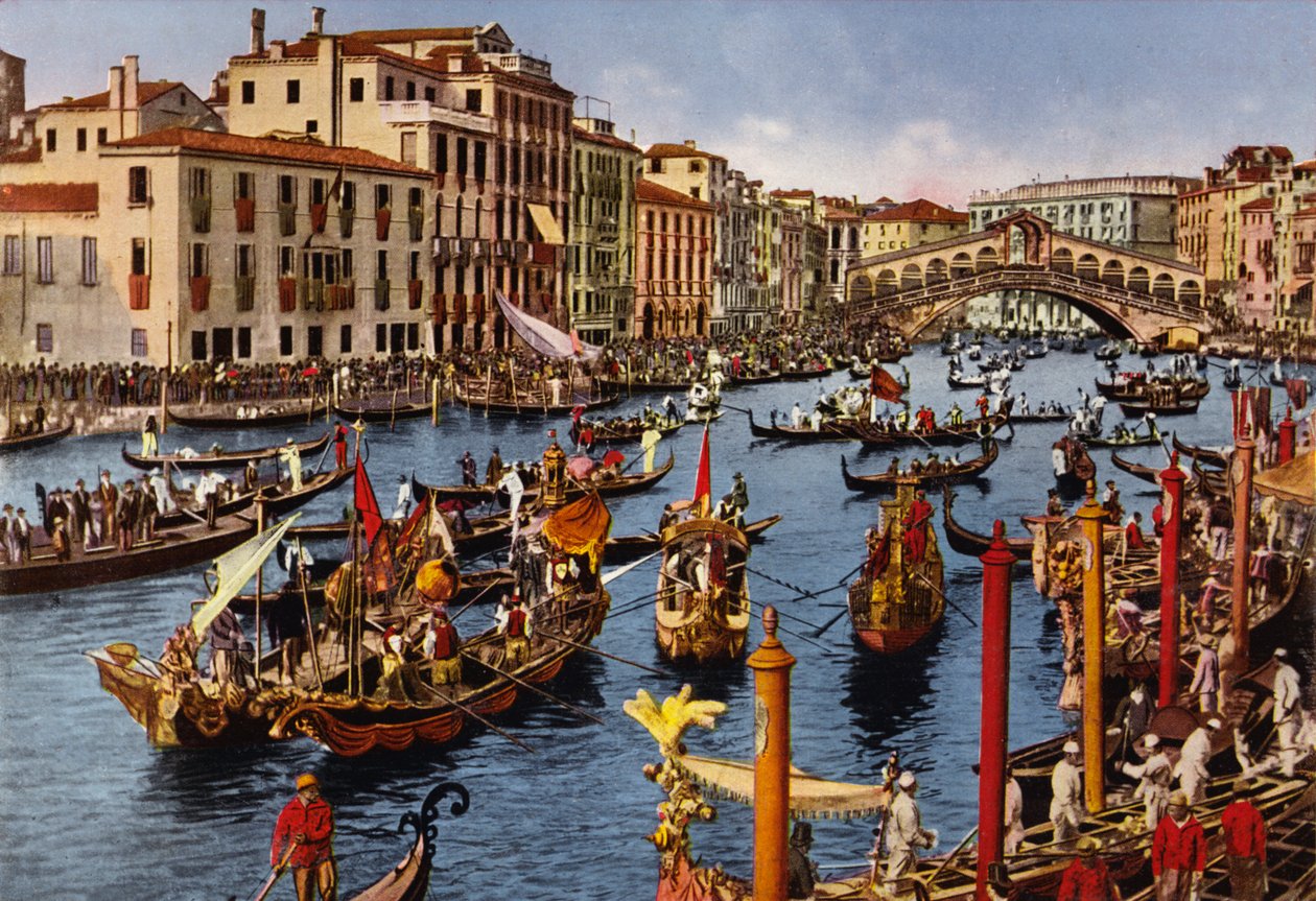Venezia / Venedig: Canal Grande i festa (foto i farver) af Italian Photographer