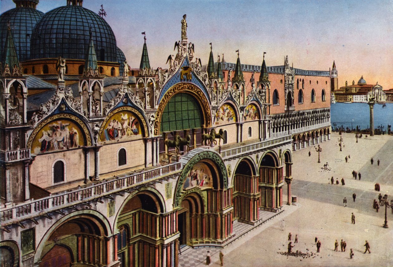 Venezia / Venedig: Basilikaens facade set fra Torre dell