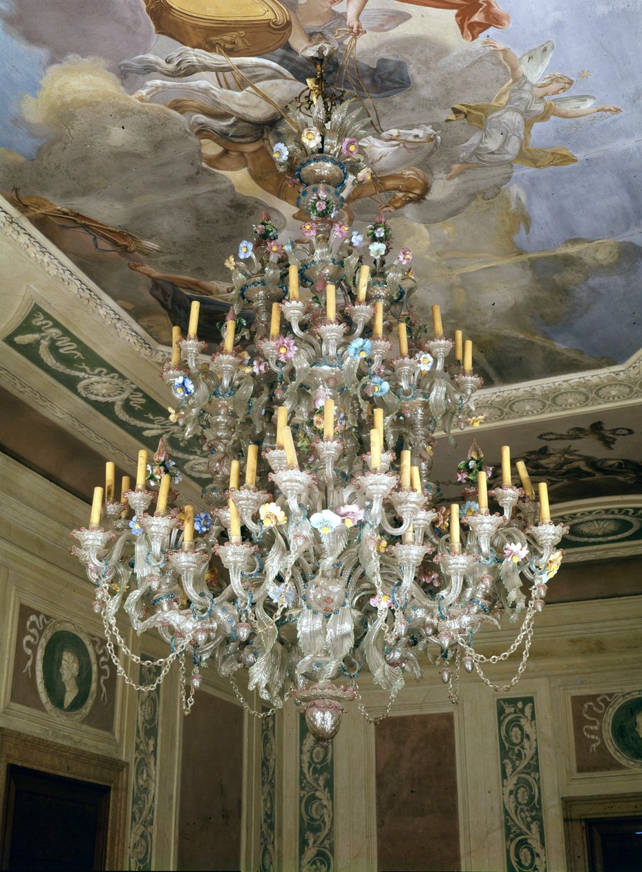 Murano-glaslysekrone fra det 18. århundrede ved Querini - Stampalia-fonden i Venedig. af Italian School