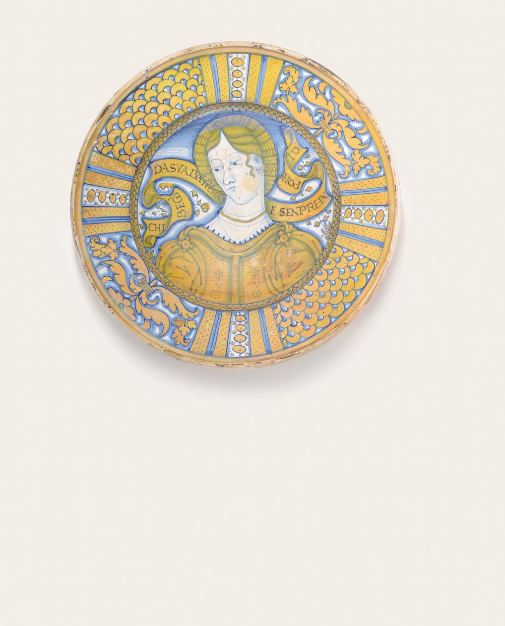 En Deruta Gold-Luster Bella Donna Charger, c.1500-30 af Italian School