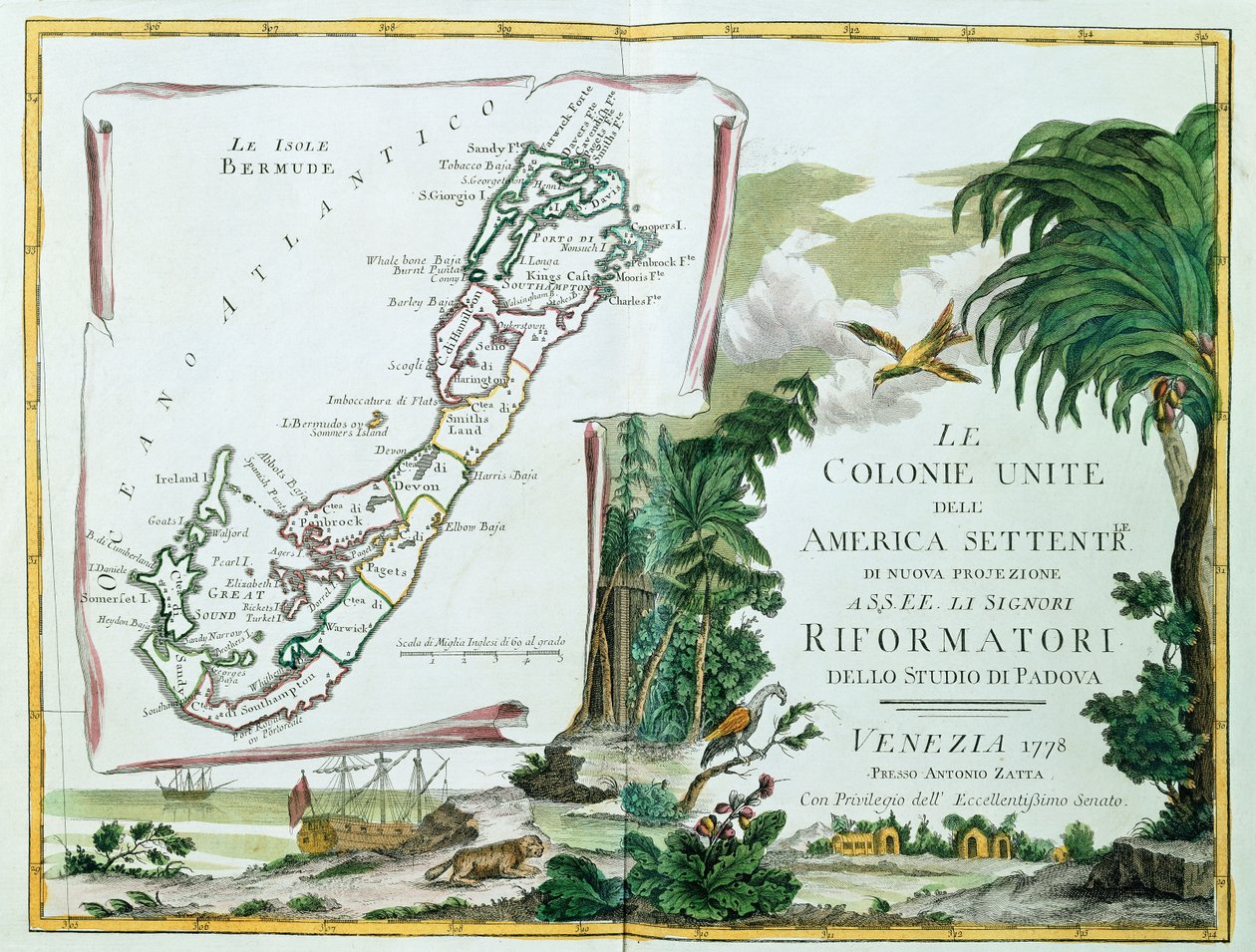 Et kort over Bermuda, 1775-85 af Italian School
