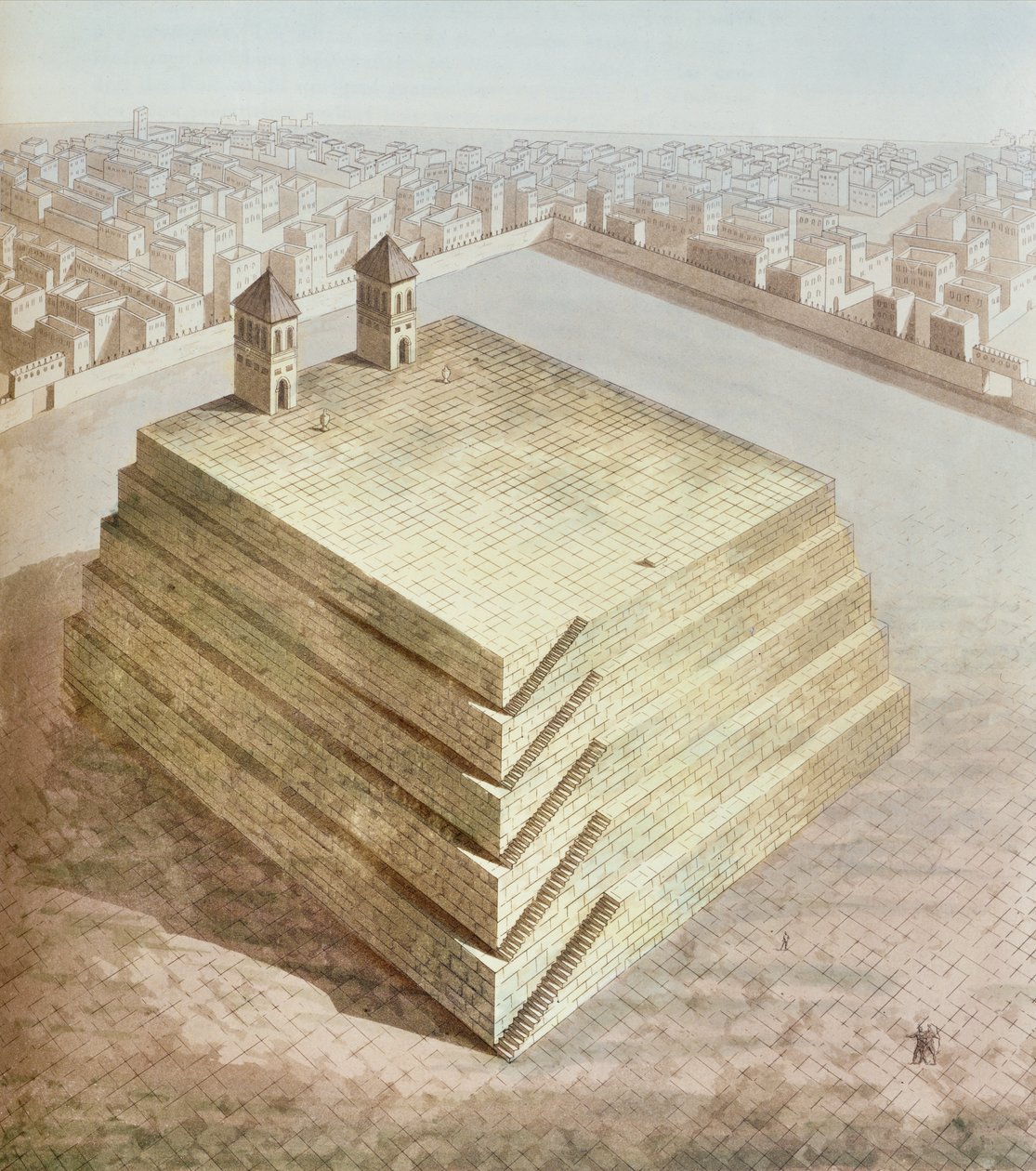 En mexicansk Teocalli, ca. 1820 af Italian School