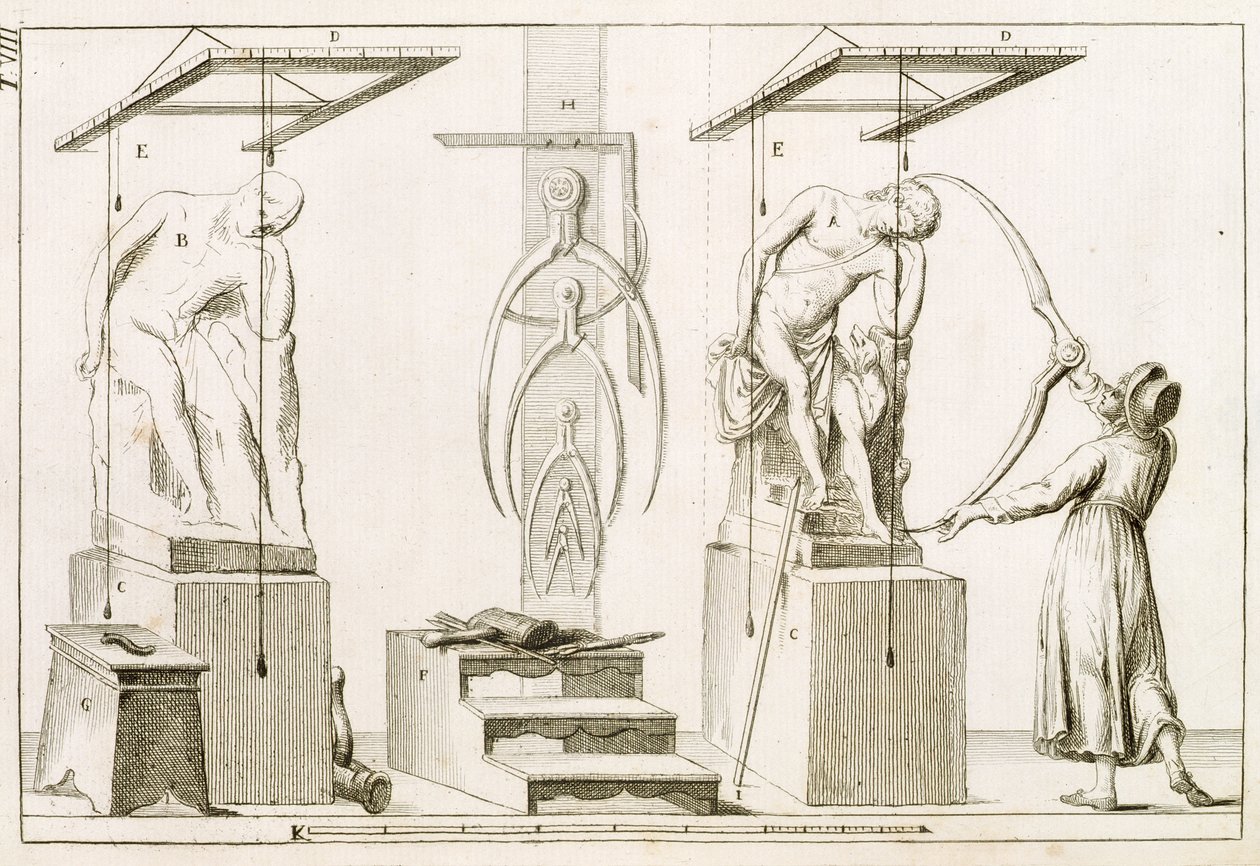 Et billedhuggeratelier, ca. 1800 af Italian School