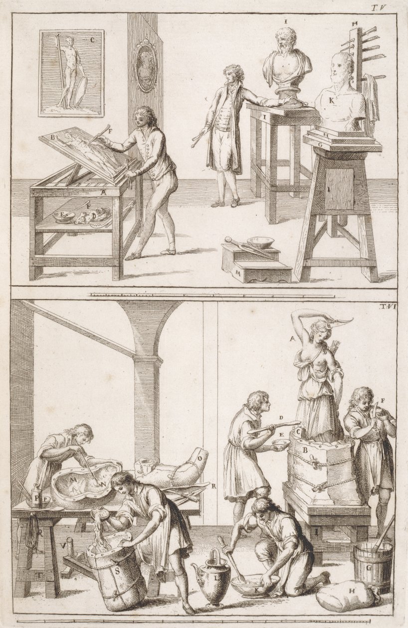 Et billedhuggeratelier, ca. 1800 af Italian School