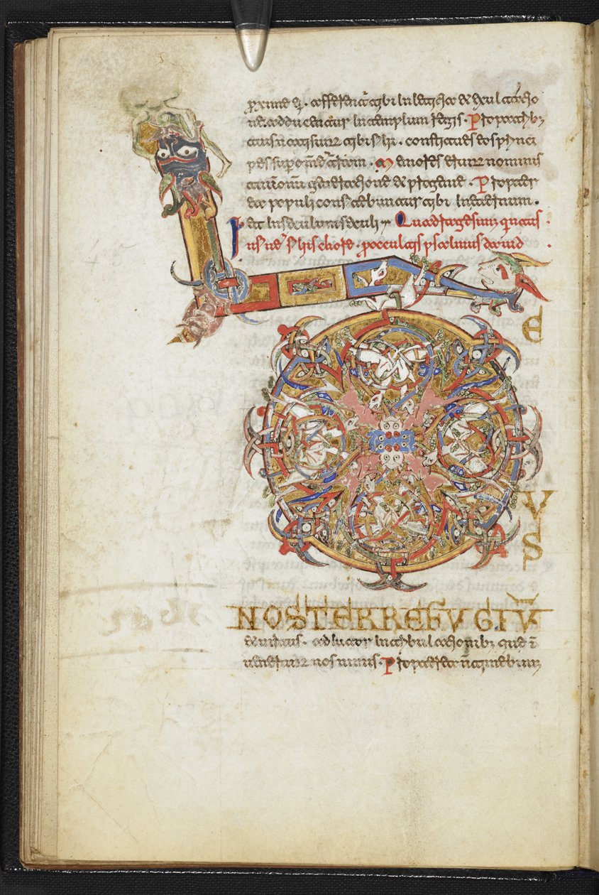 Tilføje. 18859 fol.24v fra Monte Cassino Psalter (vellum) af Italian School