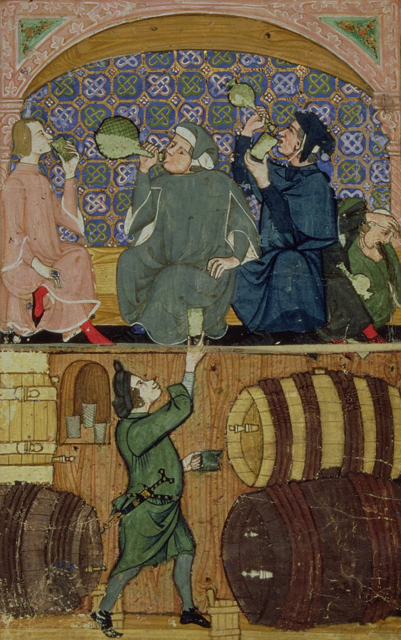 Tilføj 27695 f.14 Drikskab, fra Afhandling om lasterne (vellum) af Italian School