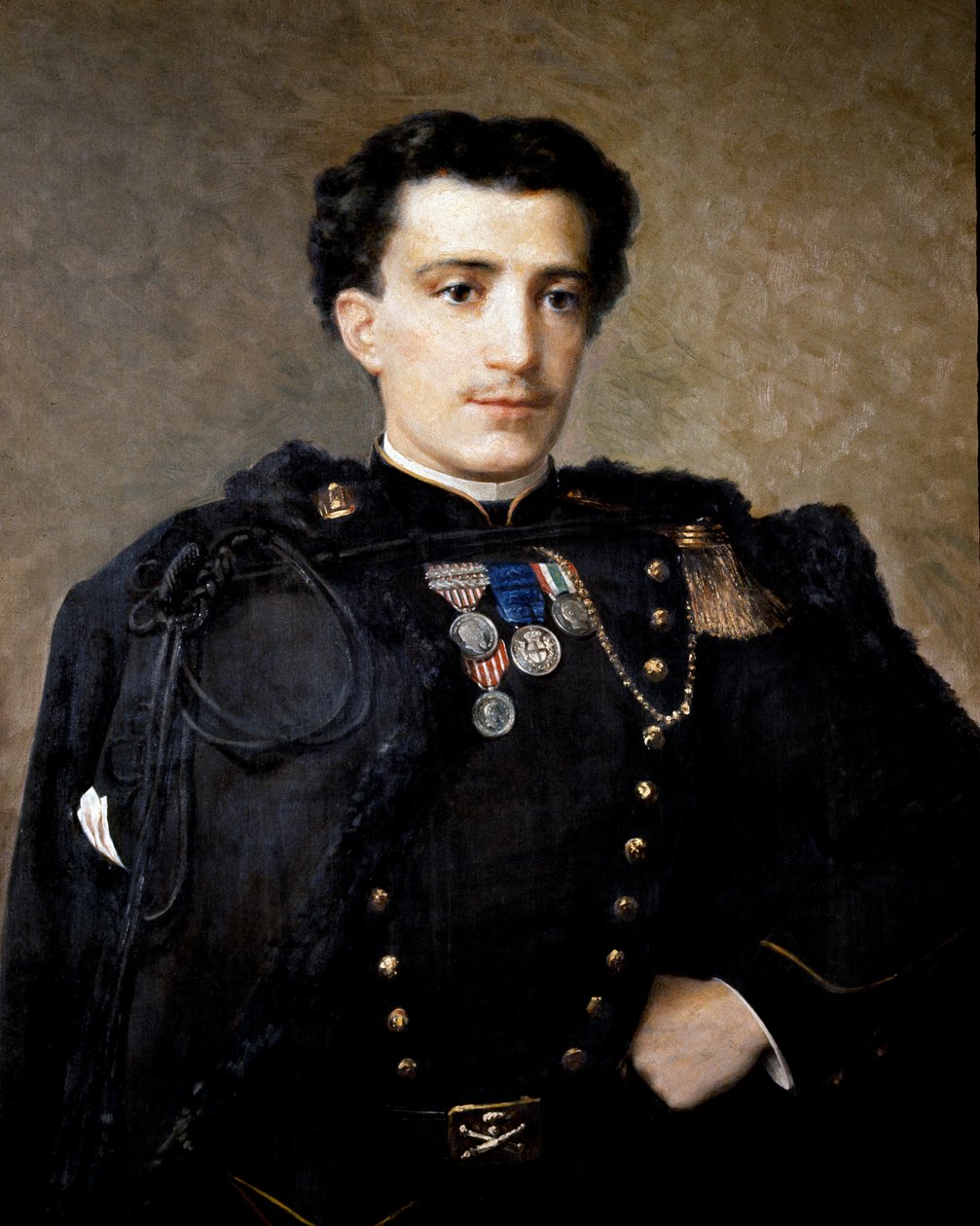 Alfredo Savio, artilleriofficer, deltog i uafhængighedskrigen i 1859-60 (olie på lærred) af Italian School