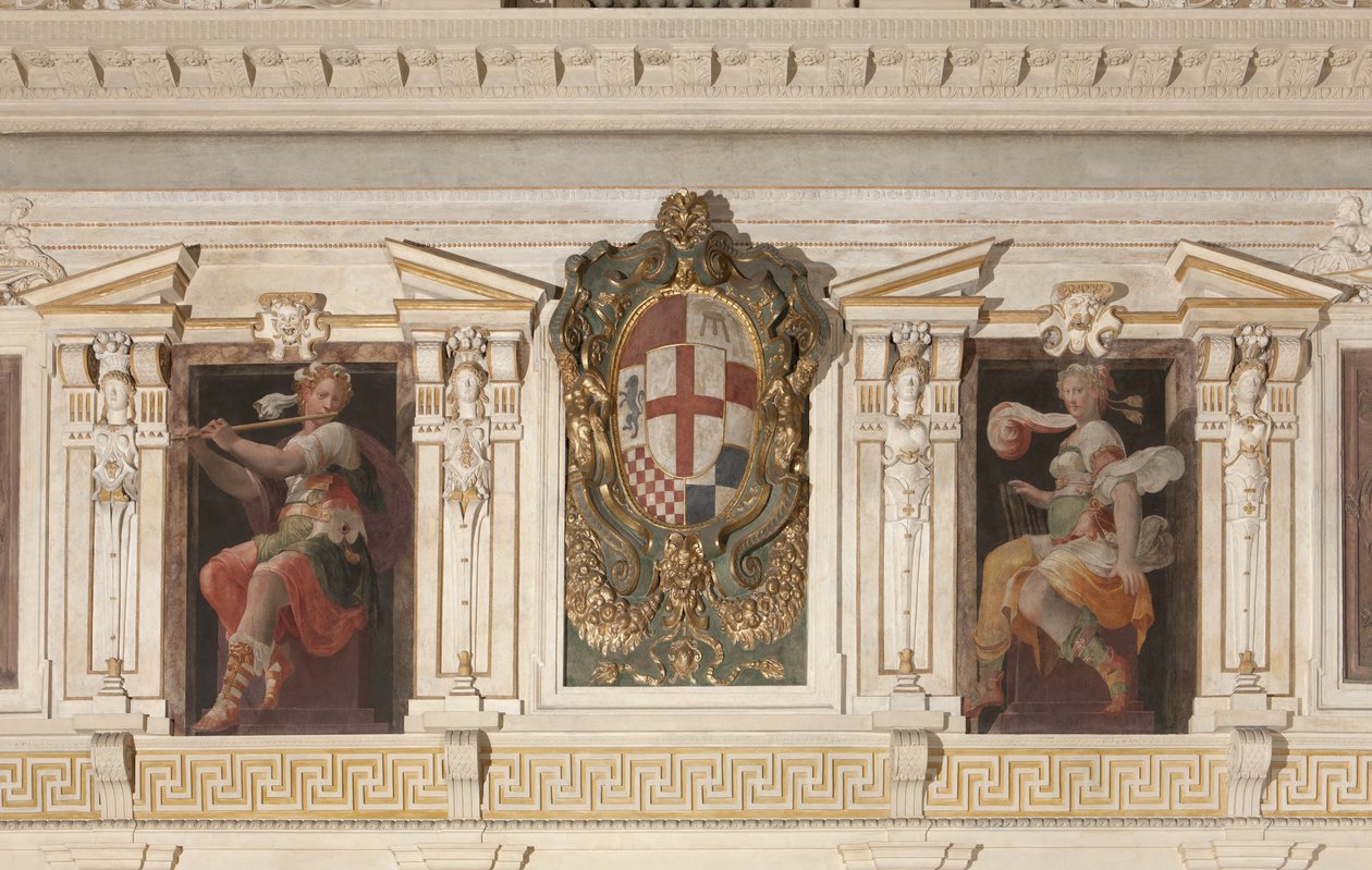 Allegoriske figurer og våbenskjold fra Marino-familien af Italian School