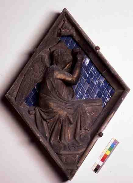 Allegorisk figur, reliefplade fra Campanile (marmor og keramik) af Italian School