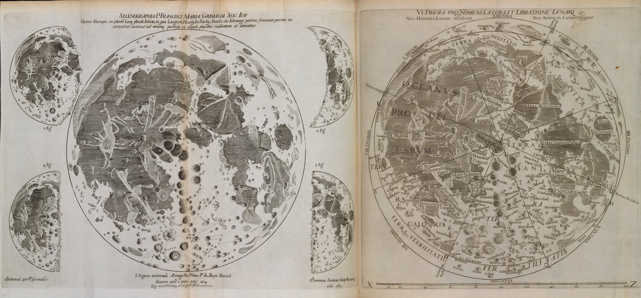 Almagestum novvum astronomaiam veterem novamque complectens observationibus aliorum, et propriis nouisque theorematibus, problematibus, ac tabulis pomotam, ca. 1660 (tryk) af Italian School