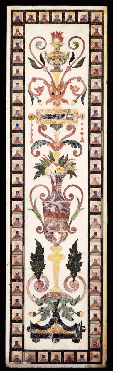 Et italiensk pietre dura indlagt hvidt marmorpanel, begyndelsen af det 18. århundrede (marmor pietre dura) af Italian School