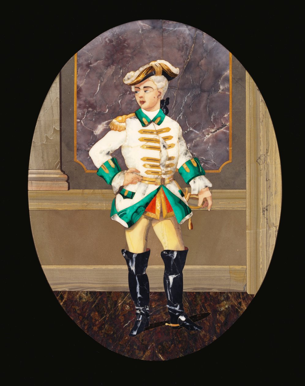 Et italiensk pietre dure panel forestillende en gentleman (pietre dura) af Italian School