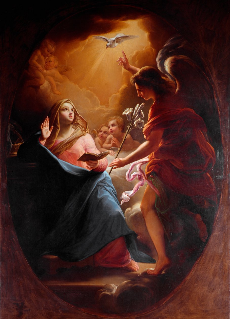 Annunciation Anonym maleri af det 17. århundredes Rom, Chiesa del Sacro Cuore af Italian School