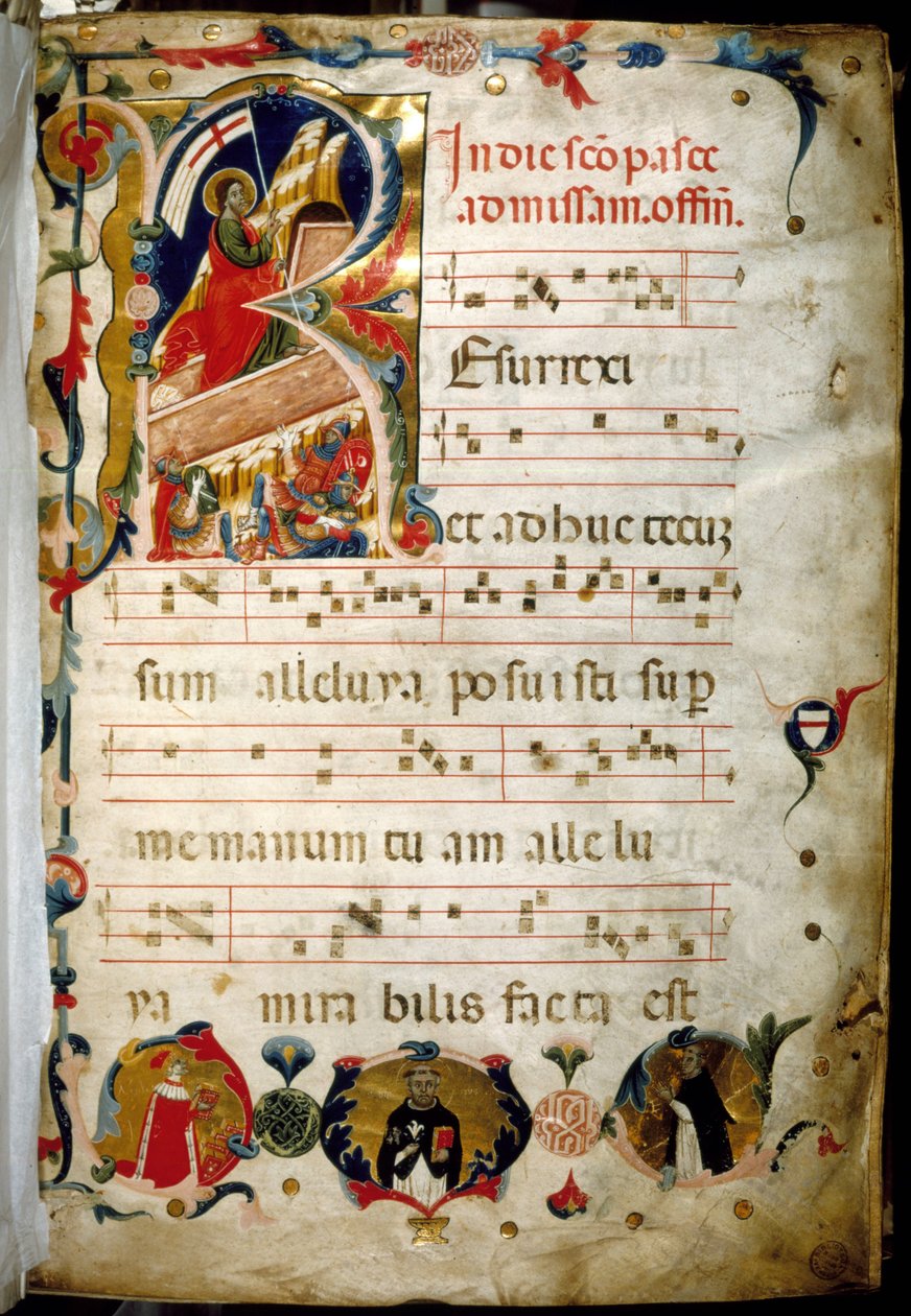 Antiphonary (manuskript af hellig musik) med portræt af Doge Marino Zorzi nederst til venstre. af Italian School
