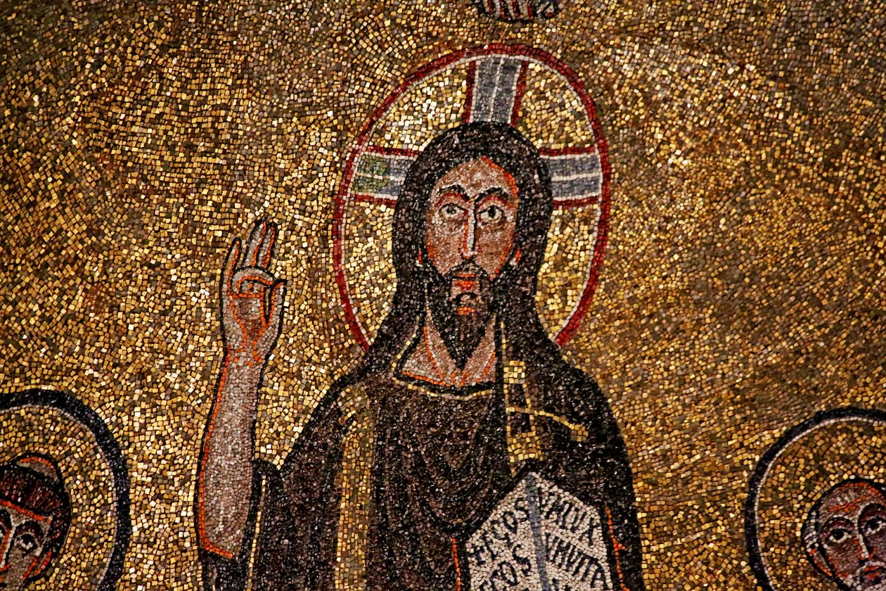 Apsis detalje med Kristus (mosaik) af Italian School