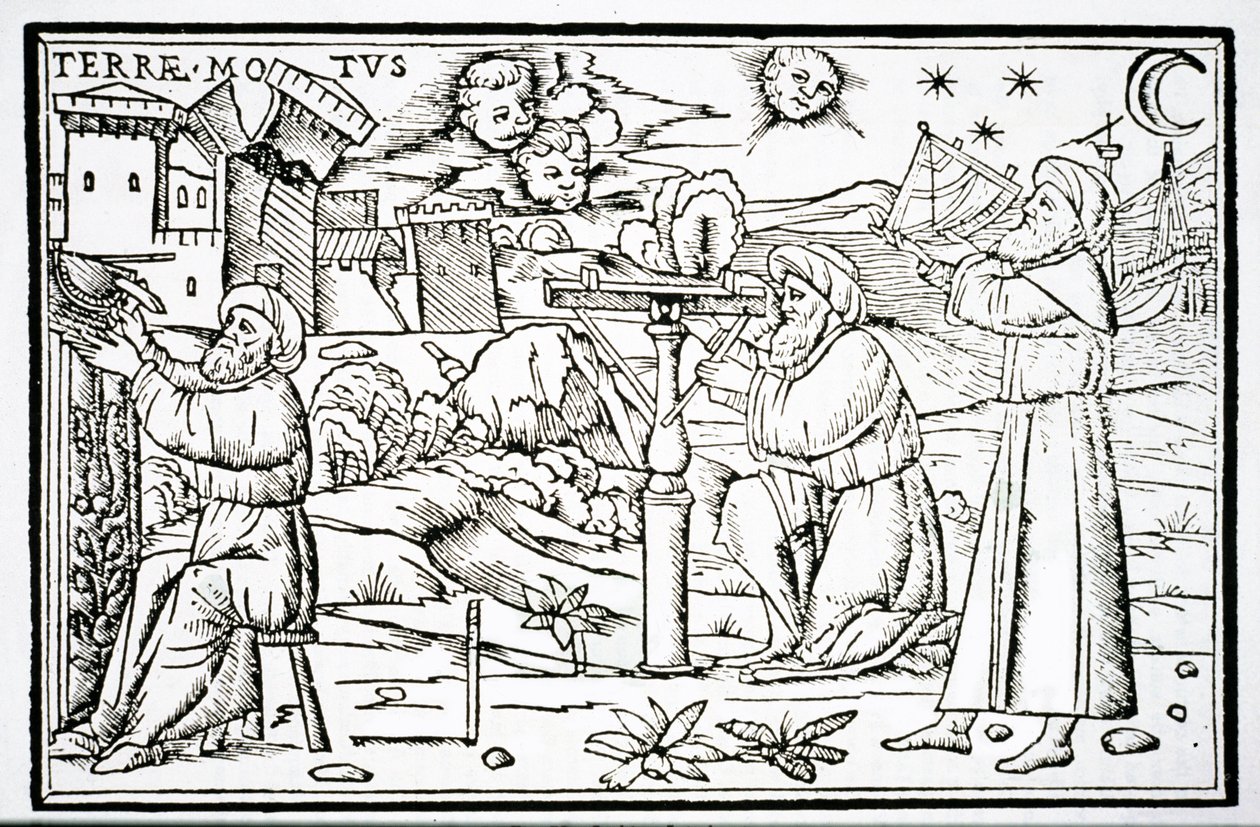 Arabian Astrologers, kopi af en illustration fra In Somnium Sciopinis af Macrobius, Venedig 1513, brugt i en History of Magic, udgivet i slutningen af det 19. århundrede af Italian School