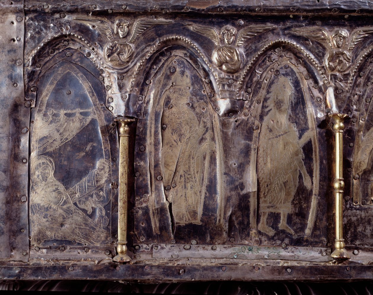 Ark of Barbarossa, med scener fra Johannes Døberens liv (træ, bladsølv og sten af Italian School