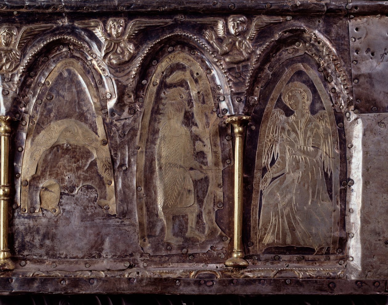 Ark of Barbarossa, med scener fra Johannes Døberens liv (træ, bladsølv og sten af Italian School
