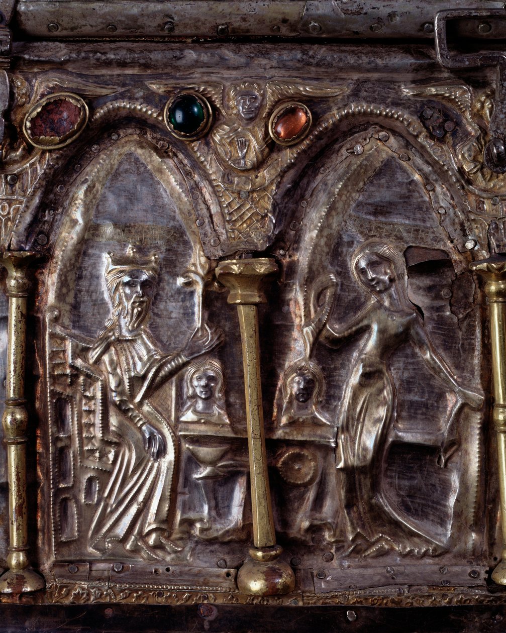 Ark of Barbarossa, med scener fra Johannes Døberens liv (træ, bladsølv og sten af Italian School