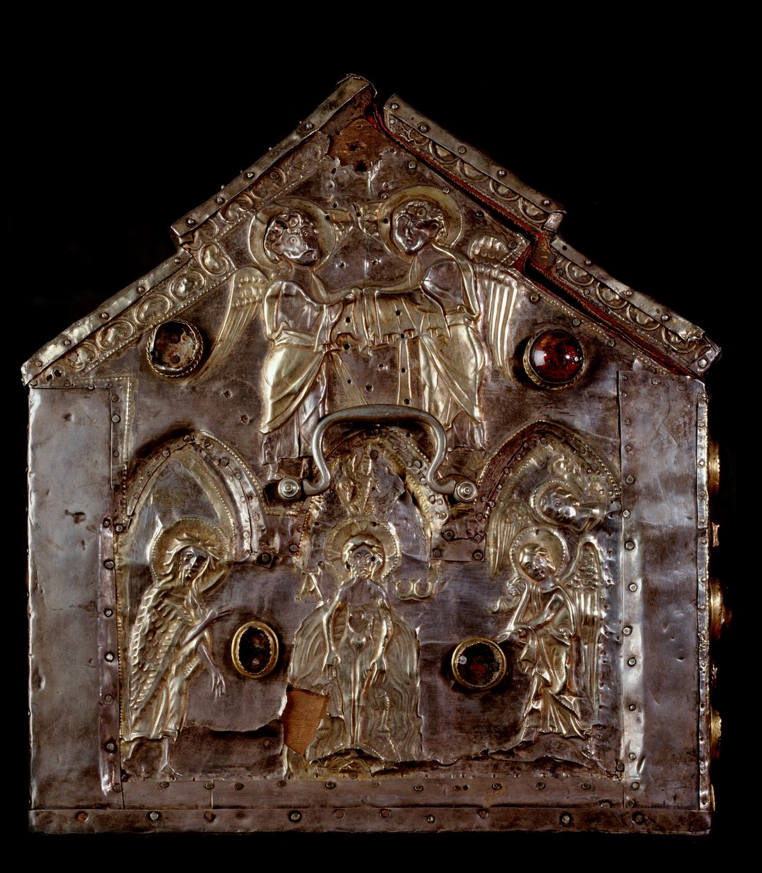 Ark of Barbarossa, med scener fra Johannes Døberens liv (træ, sølvblade og sten af Italian School