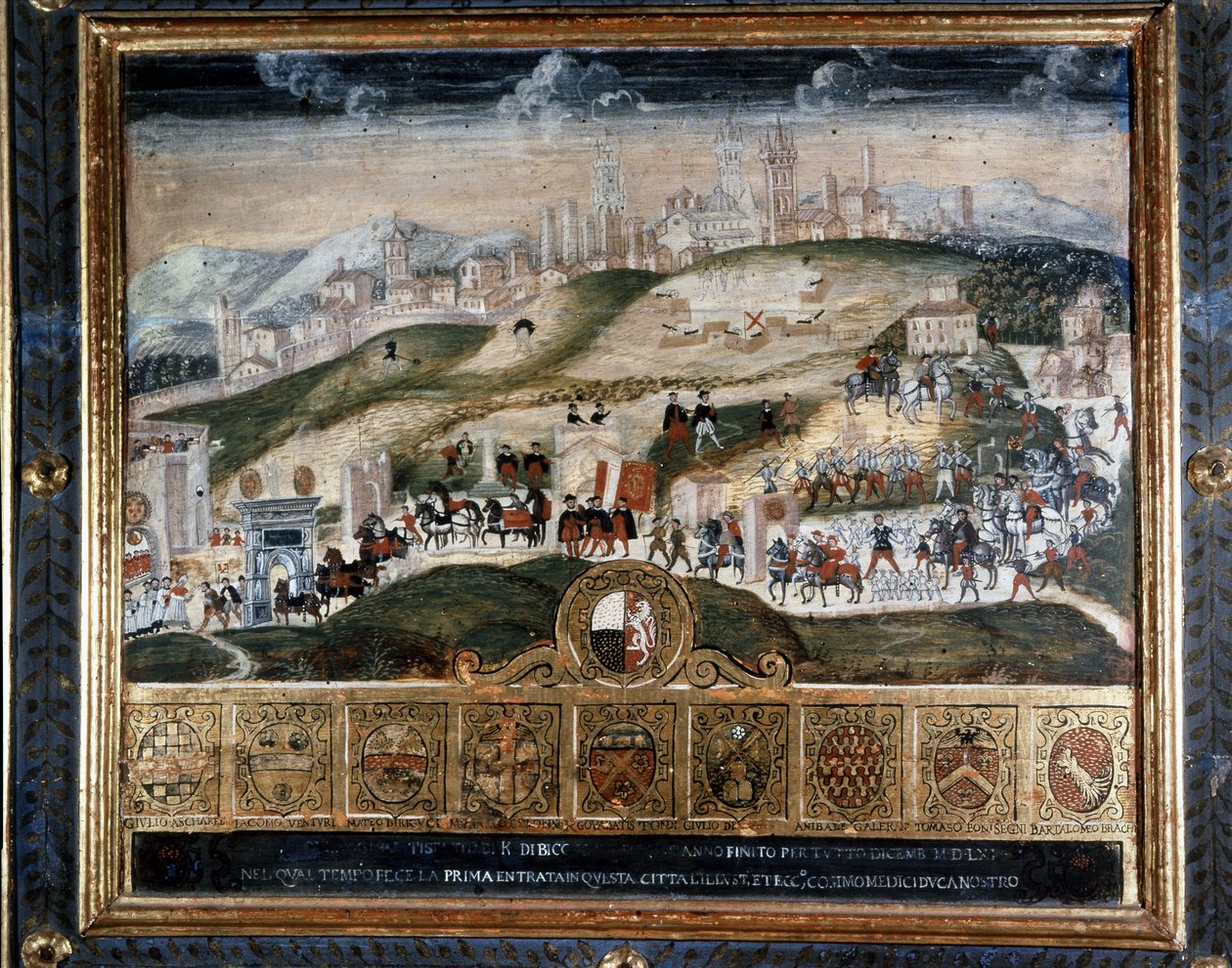 Ankomst til Siena af Cosimo I af Medici (1389 - 1464) - Nationalarkivet, Siena. af Italian School