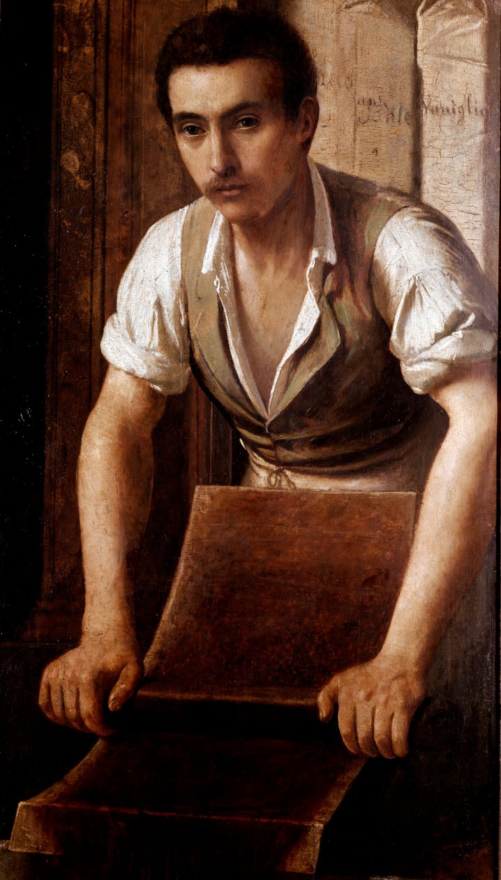 Håndværksmæssig fremstilling af chokolade Anonym maleri af et skilt. 1875-1900 Milano, museo di Milano af Italian School