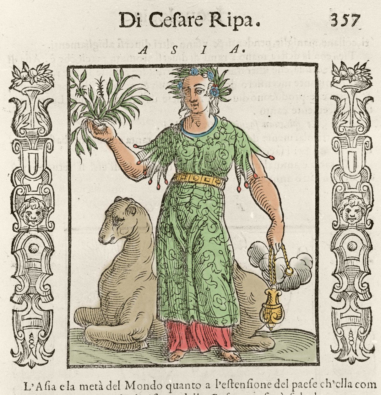 Asiatisk allegori med en kamel. Gravering fra "" Iconologia"" af Cesare Ripa (1550 omkring 1622) af Italian School