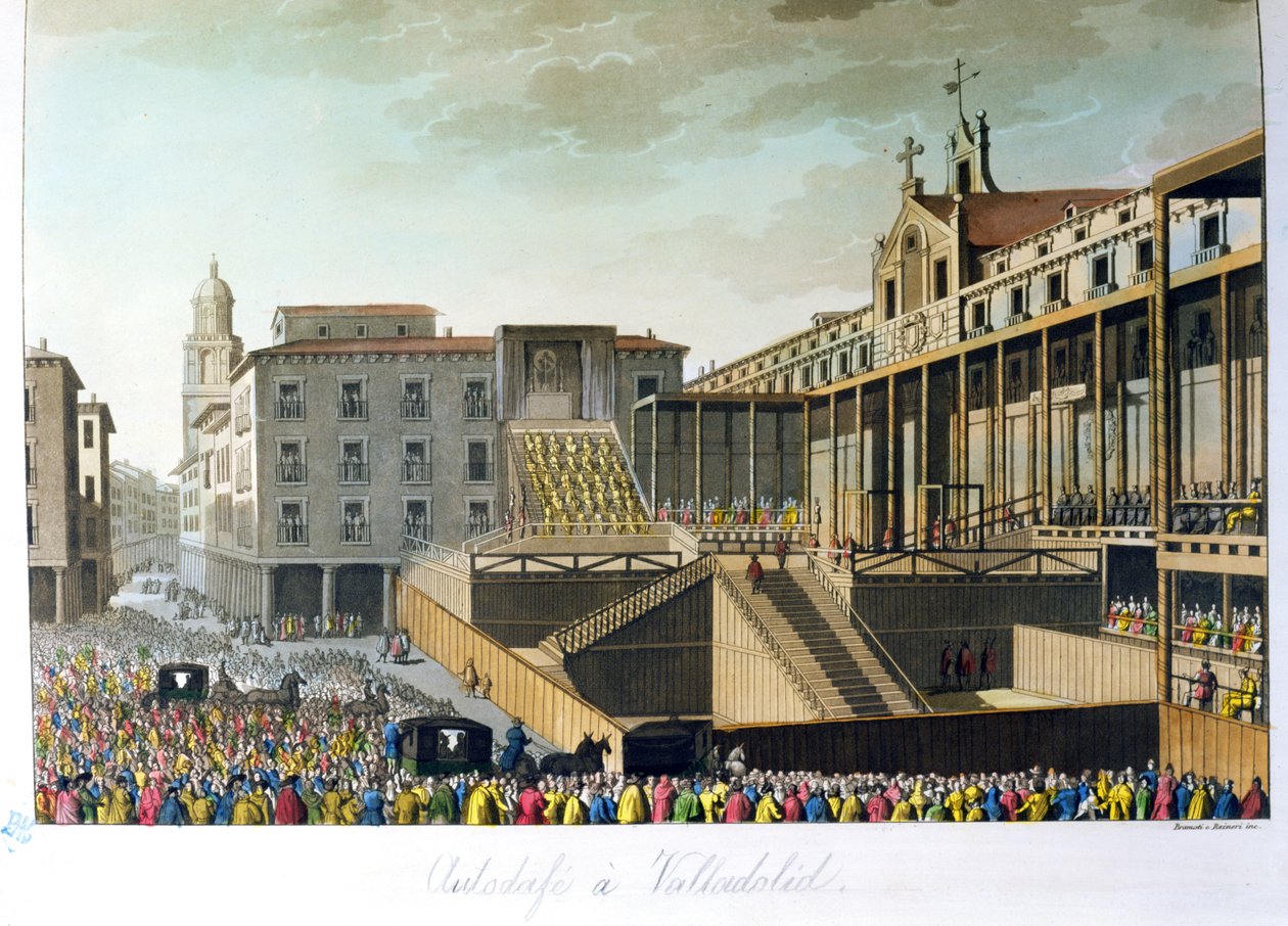 Auto da Fe i Valladolid, fra Le Costume Ancien et Moderne af Jules Ferrario, indgraveret af Bramati og Raineri, udgivet i Milano, ca. 1820 af Italian School