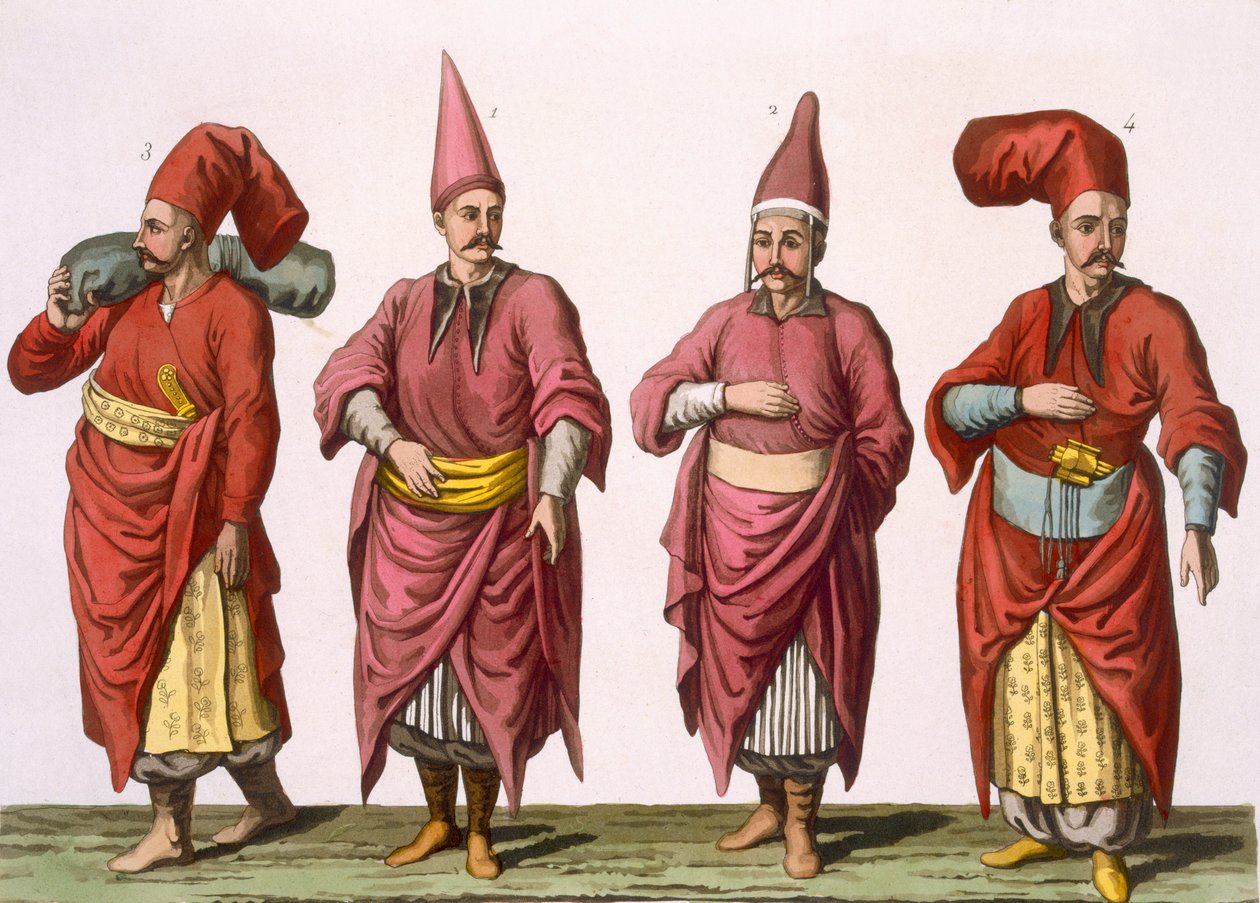 Baltadji, Kizlar-Aga etc., plade 6 fra del III, bind I af Nationernes historie, indgraveret af V. Raineri (akvatint) af Italian School
