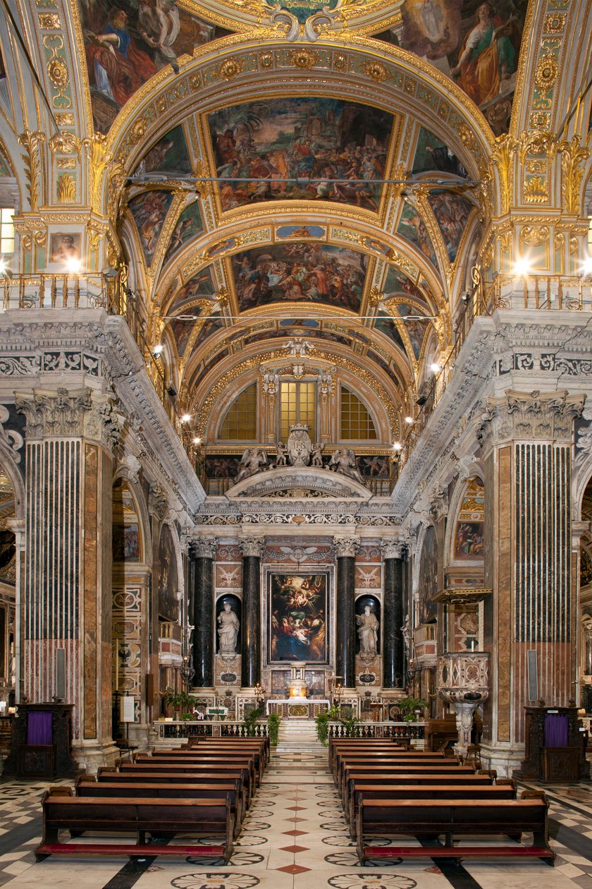Barokkunst: Indvendigt billede af Jesuit-kirken for Jesu Hellige Navns (chiesa del Gesu) i Rom af Italian School