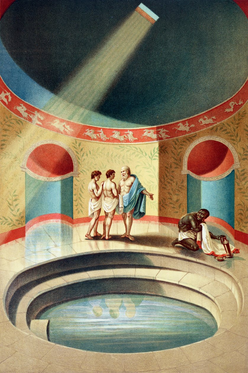 Bade i et hus i Pompeji af Italian School