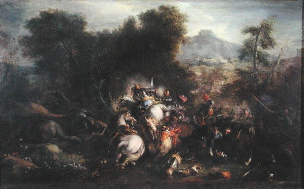 Battle Scene (olie på lærred) af Italian School