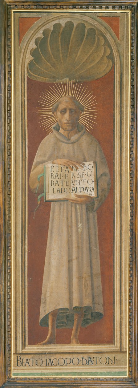 Salige Jacopone da Todi (tempera på panel) af Italian School