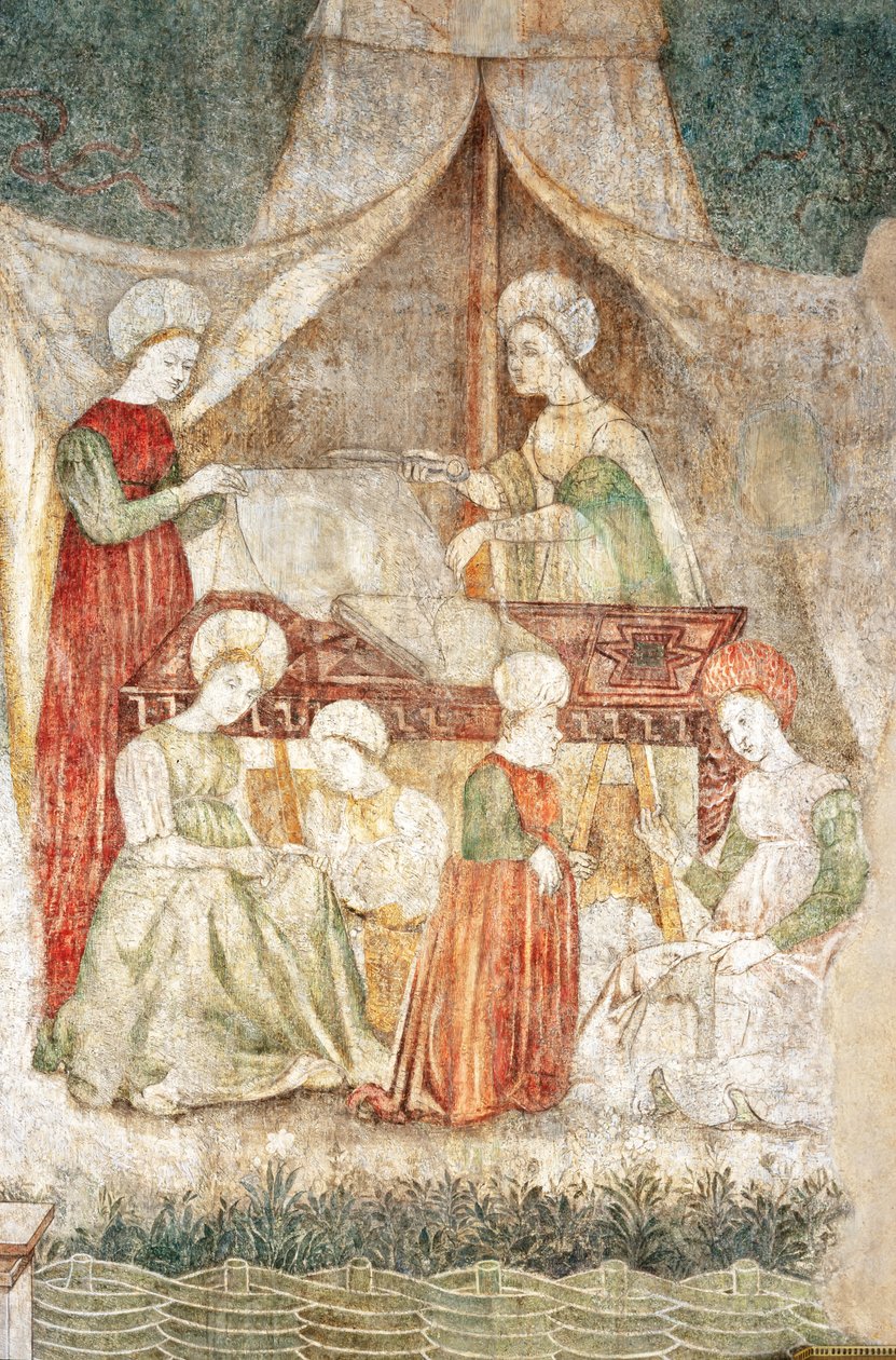 Bicocca degli Arcimboldi: fresco fra det 15. århundrede, detalje af skæring af stoffer og en dværg (fresco) af Italian School