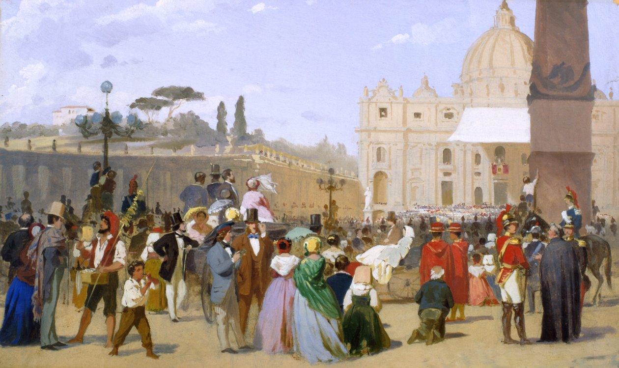 Velsignelse af Pius IX fra balkonen i St. Peters, c.1846-78 af Italian School