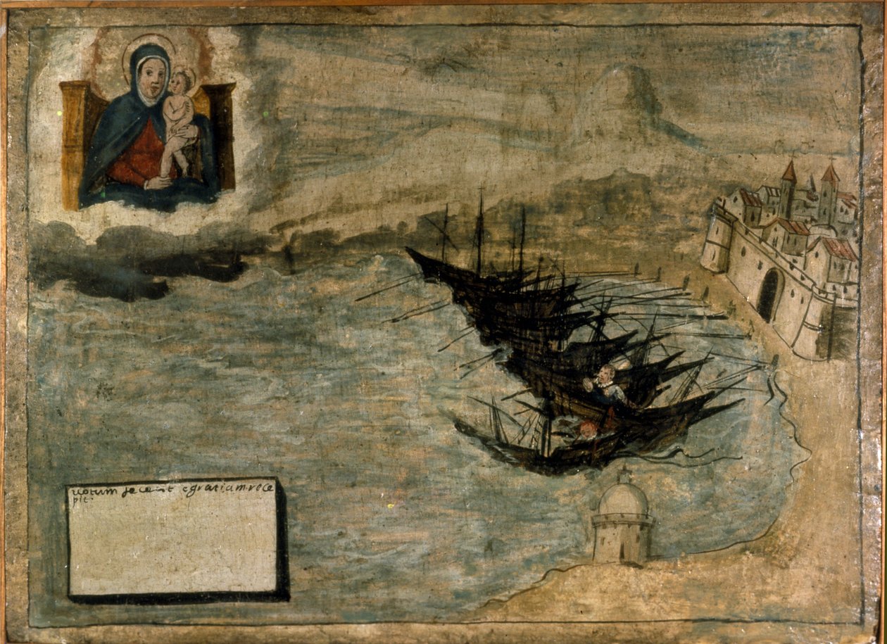 Bådene kunne fejle på kysten. Ex voto fra det 17. århundrede af kirken Madonna dell