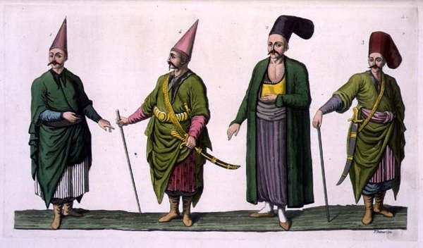 Bostandji, Khasseki og andre eksempler på osmannisk kostume, plade 5 fra del III, bind I af 