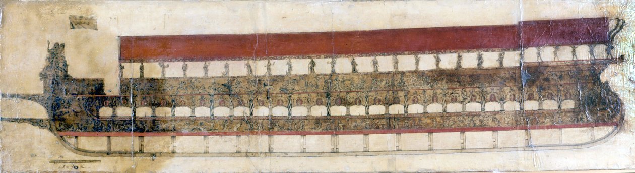 Bucentaur (BUCENTORO), en venitisk ceremoniel galere, der bruges hvert år af Doge of Venedig på Kristi Himmelfartsdag. Han kastede ved den lejlighed en guldring i havet, som symboliserede hans ægteskaber med havet. 1719. af Italian School