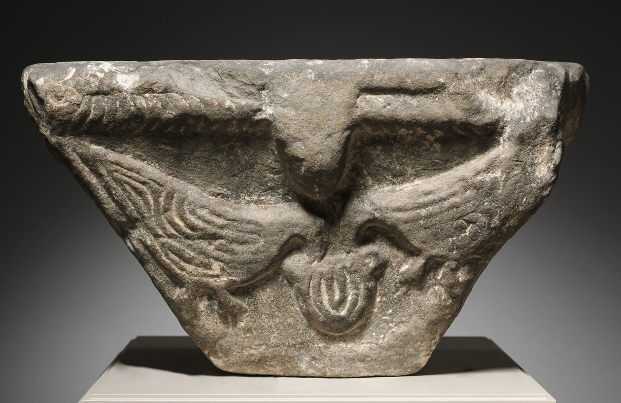 Hovedstad med fugle, 700-800-tallet af Italian School